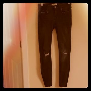 Zara Black Distressed High-Waisted Jeans